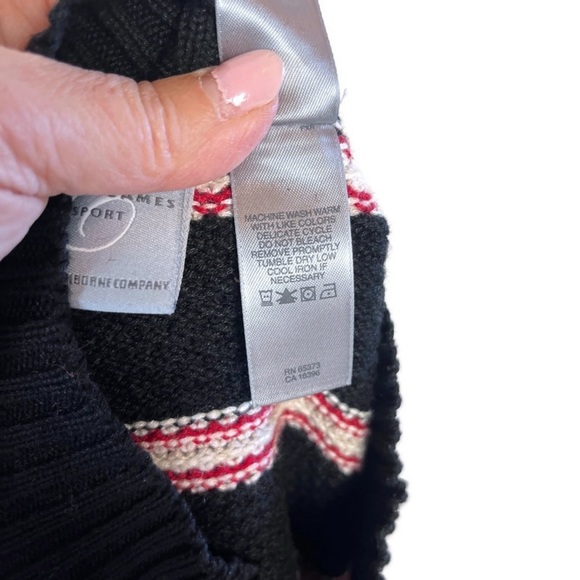 VINTAGE EMMA JAMES Classic Tennis Core Vest Ramie Blend Size Med Blk Cream Red - Picture 9 of 9